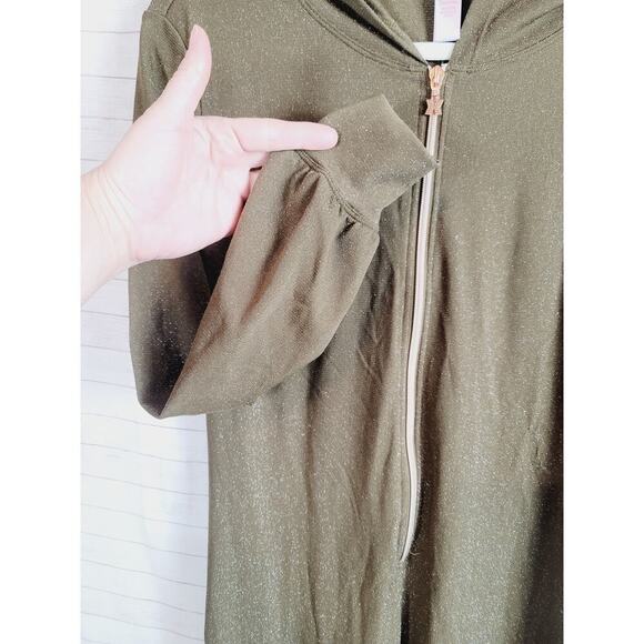 SAVAGE X FENTY Sleep & Shine Hooded Onesie in Military Olive Green, sz Medium - Picture 5 of 14
